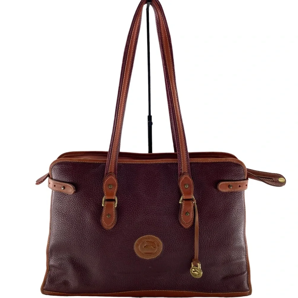 Vintage Dooney & Bourke Extra Large Leather Briefcase Style Tote Bag